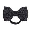 Black ribbed fabric bow hair tie with high-elasticity band for girls' ponytails - Black (4)