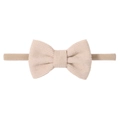 Bandeau élastique en nylon pour bébé avec un double nœud en velours côtelé beige - Abricot (31)