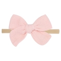 Diadema infantil de algodón rosa claro con lazo y banda de nailon sin costuras - Light Pink (8)