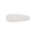 Detail of white lace-covered drop-shaped hair clip for girls with floral embroidery - White Floral Lace Style (5)