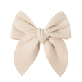 Plush cream-colored velvet bow hair clip with handcrafted knot for elegant women hairstyles - Milk Tea (25)