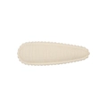 Detailed macro view of cream floral embroidery on cotton-linen teardrop snap hair clip - Off-white Scalloped Style (9)