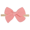 Soft pink cotton bow baby headband with highly elastic khaki nylon band for infants - Gentle Pink (15)