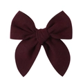 Deep burgundy satin fabric bow hairclip with handcrafted texture and 5.1-inch design - Deep Wine Red (17)