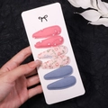 6-piece set of floral and textured fabric BB hair clips for girls on a display card - Pink and Blue Combo (2757-1)