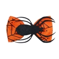 Halloween Haarschleife in Orange mit schwarzem Spinnennetz und Spinnen-Deko - Orangefarbenes Spinnennetz-Stil (2)