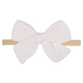 Soft white cotton bow baby headband with elastic nude nylon band for infants - White (18)