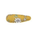 Floral print BB hair clip in yellow fabric with white flowers and scalloped edge detail - Bright Yellow Pastoral Floral Style (8)