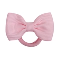 Sweet pink 1.7-inch ribbed grosgrain bow on high-elastic nylon hair tie for kids - Pink (11)