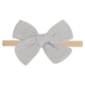 Detailed macro view of gray linen baby bow with ultra soft nude nylon headband texture - Grey (22)