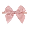 Weiches rosa Baby-Stirnband aus Nylon mit glänzender Satinschleife, minimalistisch - Rosa