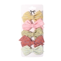 Lot de 5 barrettes à nœuds en tissu à carreaux aux couleurs pastel macaron - Style Plaid (1)