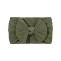 Elastic jacquard baby headband with large knit bow in olive green knit texture - Army Green