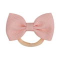 Close-up detail of light pink grosgrain ribbon bow and high-elastic orange hair tie - Nude Pink (16)
