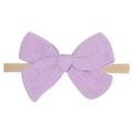 Detailed texture of lavender cotton bow headband with ultra-soft nylon elastic band - Lavender (25)