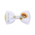Barrette nœud pour enfants en ruban gros-grain avec motif tournesol et texte soleil - Style Slogan Tournesol (10)