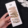 Floral and leopard print fabric BB hair clips set with embroidery detailing - Leopard Daisy Embroidery (2757-8)