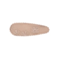Pink daisy embroidery hair clip for girls made of natural cotton linen fabric - Apricot Pink Embroidered Daisy Style (01)