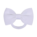 Cute white grosgrain ribbon bow hair tie for girls with high elastic ponytail rubber band - White (18)