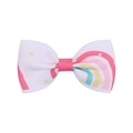 Barrette à nœud blanc mignon pour filles avec rayures arc-en-ciel et motifs d'étoiles jaunes - Style Étoile Arc-en-ciel (12)