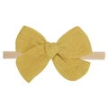 Soft cotton ginger yellow bow headband for babies with high elasticity nylon band - Mustard Yellow (32)
