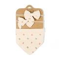 Detail of cream baby headband set with strawberry prints and soft ribbed texture fabric - Off White Pink Strawberry Style (5)