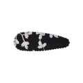 Floral embroidery hair clip in black and cream fabric for girls and toddlers - Black Embroidered Floral Style (09)