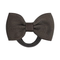 Dark coffee nylon bow hair tie with ribbed grosgrain texture for baby girls - Dark Coffee (22)