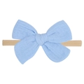 Sky blue cotton bow baby headband with soft high-elastic nylon band for infants - Azure (36)
