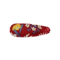 Floral fabric hair clip in red with yellow and white flower patterns and blue details - Red Floral Scalloped Style (34)