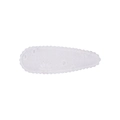 Close-up of white teardrop hair clip with hollow floral embroidery and scalloped edges - White Hollow Out Embroidery Style (04)