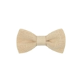 Close-up of beige linen bow tie showing natural fabric texture and weave detail - Beige (10)