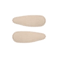 Set of two cream knitted fabric drop-shaped BB hair clips with scalloped embroidery edges - Cream White Knit (7)