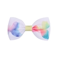 Nœud pour cheveux en ruban gros-grain avec imprimé dégradé coloré et centre jaune vif - Style Tie Dye (18)