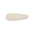 Detailed close-up of cream fabric BB clip with floral embroidery and scallop edges - Off-white Embroidered Vintage Style (03)