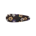 Floral fabric BB clip hairpin with yellow and purple flowers on dark velvet fabric - Dark Base Colorful Floral Style (21)