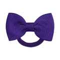 Kids purple grosgrain ribbon bow hair tie with elastic nylon band for toddlers - Dark Purple (26)