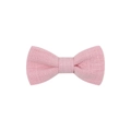 Detail shot of a pink linen bow hair clip showing textured cross-weave fabric - Pink (11)