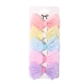 Lot de 5 barrettes à nœuds en résille à pois pour filles en rose jaune bleu - Style Maille à Pois Paillettes (7)