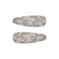 Pair of gray floral fabric BB hair clips with white botanical pattern for kids - Grey Floral (9)