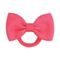 Pink grosgrain ribbon bow hair tie for girls with high elastic ponytail holder - Hot Pink (27)