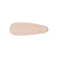 Pink fabric floral embroidery hair clip for girls with elegant scalloped wavy edges - Light Pink Embroidered Floral Style (013)