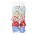 Ensemble détaillé de cinq pinces à cheveux à carreaux colorés sur une carte de support - Style Gingham Classique (8)