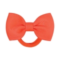 Coral orange grosgrain ribbon bow hair tie with high elastic nylon band for girls - Coral Orange (31)