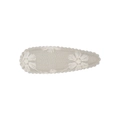 Beige floral embroidered hair clip for girls with cotton fabric and white daisy patterns - Light Apricot Embroidered Floral Style (014)