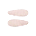 Set of two pink checkered fabric hair clips with floral embroidery for little girls - Pink Plaid Embroidery (11)