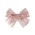 Detalle de pinza para el pelo en encaje rosa con bordado floral para niñas pequeñas - Rosa