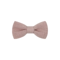 Close-up of pink linen fabric bow clip with detailed woven texture for children - Dusty Pink (16)