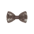 Vue détaillée de la pince à cheveux en dentelle marron avec broderies et motif floral - Marron Foncé (3)