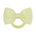 Pastel yellow grosgrain ribbon bow hair tie for girls with elastic band on white background - Light Yellow (32)